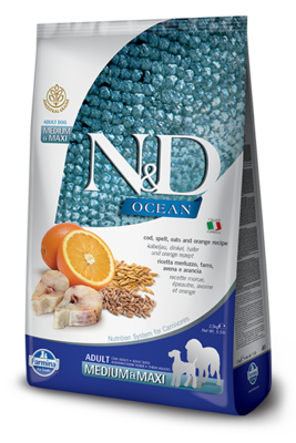 N&D Ocean Cod, Spelt, Oats and Orange Recipe Adult Medium & Maxi