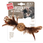 GiGwi Игрушка для кошек Плетеный мячик с колокольчиком и перьями
