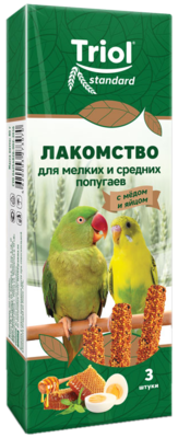 Triol Standard Лакомство для мелких и средних попугаев с мёдом и яйцом (уп. 3 шт)