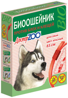 ДокторZOO Биоошейник Против Блох и Клещей для Собак (красный)