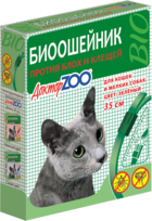 ДокторZOO Биоошейник Против Блох и Клещей для Кошек и Мелких Собак (зелёный)