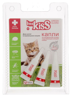 Ms. Kiss Капли отпугивающие клещей и блох для котят и маленьких кошек