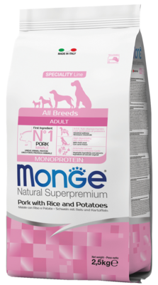 Monge Speciality Line All Breeds Adult Monoprotein Pork with Rice and Potatoes