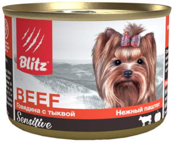 Blitz Beef Говядина с Тыквой Нежный Паштет Sensitive (банка)