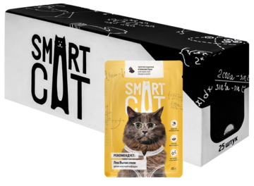 Smart Cat Кусочки Курочки в Нежном Соусе для Взрослых Кошек и Котят (пауч)