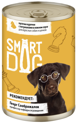 Smart Dog Кусочки Курочки с Потрошками в Нежном Соусе (банка)