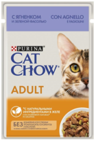 Cat Chow Adult с Ягненком и Зеленой Фасолью (в желе, пауч)