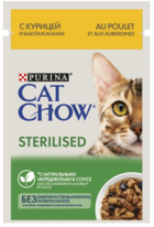 Cat Chow Sterilised с Курицей и Баклажанами (в соусе, пауч)