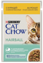 Cat Chow Hairball с Курицей и Зеленой Фасолью (в соусе, пауч)