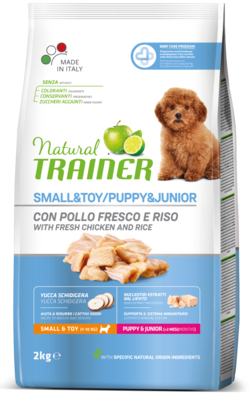 Natural TRAINER Small & Toy Puppy & Junior with Fresh Chicken and Rice