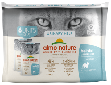 Almo Nature Holistic Urinary Help Adult Cat 6 Units (3+3) with Fish with Chicken (паучи)