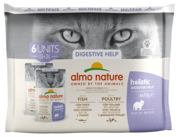 Almo Nature Holistic Digestive Help Adult Cat 6 Units (3+3) with Fish with Poultry (паучи)
