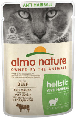 Almo Nature Holistic Anti Hairball Adult Cat with Beef (пауч)