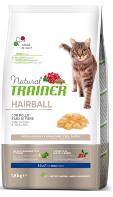 Natural TRAINER Hairball Adult with Chicken & Fibres Mix