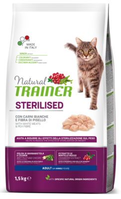 Natural TRAINER Sterilised Adult with White Meats & Pea Fibre