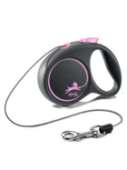 flexi рулетка Black Design черный/розовый (тросовый поводок)
