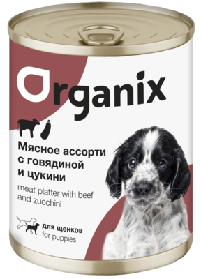 Organix Мясное Ассорти с Говядиной и Цукини для Щенков (банка)