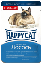 Happy Cat Sterilized Кусочки в Желе Лосось (пауч)