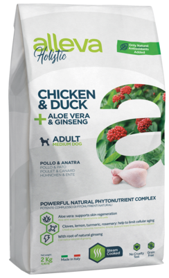 alleva Holistic Chicken & Duck + Aloe Vera & Ginseng Adult Medium Dog