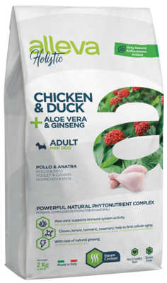 alleva Holistic Chicken & Duck + Aloe Vera & Ginseng Adult Mini Dog