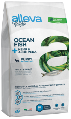 alleva Holistic Ocean Fish + Hemp & Aloe vera Puppy Medium Dog
