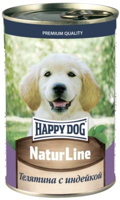 Happy Dog NaturLine Телятина с Индейкой для Щенков (банка)