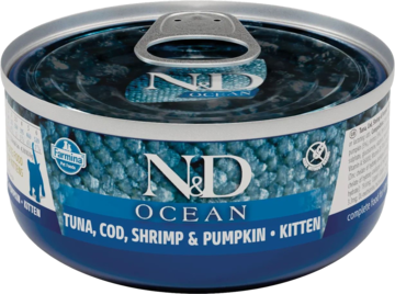 N&D Ocean Tuna, Cod, Shrimp & Pumpkin Kitten (банка)