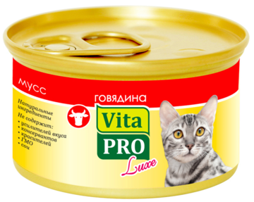 Vita Pro Luxe для кошек Мусс Говядина (банка)