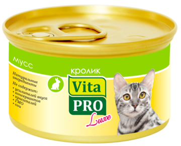 Vita Pro Luxe для кошек Мусс Кролик (банка)