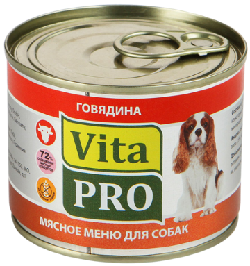 Vita Pro Мясное Меню для Взрослых Собак Говядина (банка)