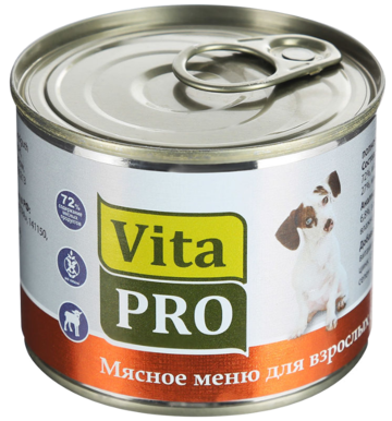 Vita Pro Мясное Меню для Взрослых Собак Ягнёнок (банка)