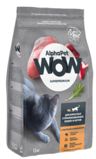 AlphaPet WOW для Взрослых Стерилизованных Кошек и Котов с Индейкой и Поторошками