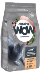 AlphaPet WOW для Взрослых Стерилизованных Кошек и Котов с Цыпленком