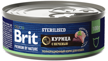 Brit Premium by Nature Sterilised Курица с Печенью (банка)