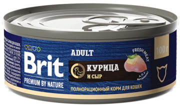 Brit Premium by Nature Adult Курица и Сыр (банка)