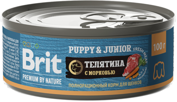Brit Premium by Nature Puppy & Junior Телятина с Морковью (банка)