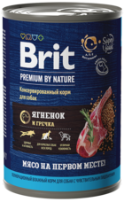 Brit Premium by Nature Консервированный Корм для Собак Ягнёнок и Гречка (банка)