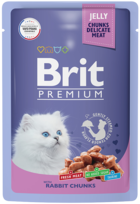 Brit Premium with Rabbit Chunks for Kitten (в желе, пауч)