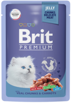 Brit Premium with Veal Chunks & Carrots for Kitten (в желе, пауч)