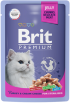 Brit Premium with Turkey & Cream-Cheese for Sterilised (в желе, пауч)