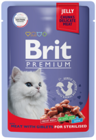 Brit Premium with Meat with Giblets for Sterilised (в желе, пауч)