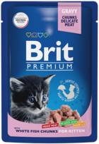 Brit Premium with White Fish Chunks for Kitten (в соусе, пауч)