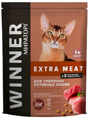Мираторг Extra Meat для Умеренно Активных Кошек с Нежной Телятиной