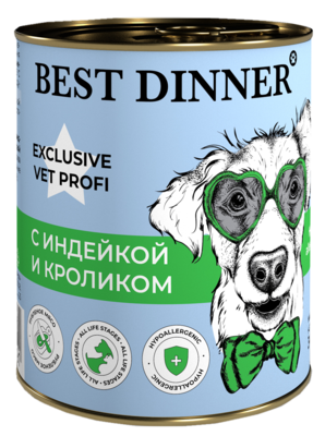 Best Dinner Exclusive Vet Profi Hypoallergenic С Индейкой и Кроликом (банка)