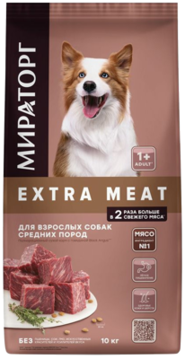 Мираторг Extra Meat для Взрослых Собак Средних Пород с Говядиной Black Angus