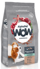 AlphaPet WOW для Взрослых Собак Мелких Пород с Чувствительным Пищеварением с Ягненком и Бурым Рисом