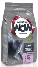 AlphaPet WOW для Взрослых Домашних Кошек и Котов с Уткой и Потрошками