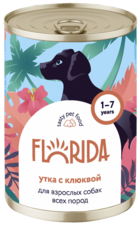 Florida Утка с Клюквой для Взрослых Собак Всех Пород (банка)