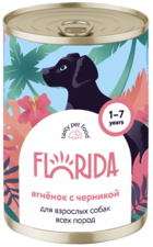 Florida Ягнёнок с Черникой для Взрослых Собак Всех Пород (банка)