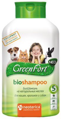 GreenFort NEO БиоШампунь на Натуральных Маслах для Кошек, Кроликов и Собак